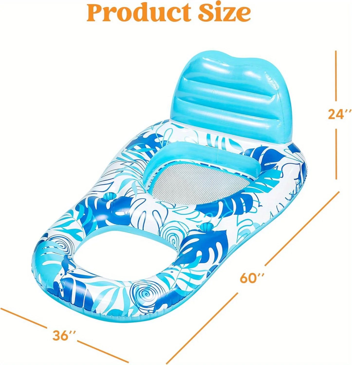 Joyfy Inflatable Adult Pool Float Lounger Recliner Chair For Summer Water Party