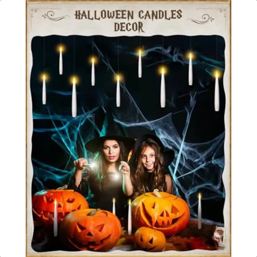 Floating Candles With Wand 10 Hanging Halloween Lights Decor
