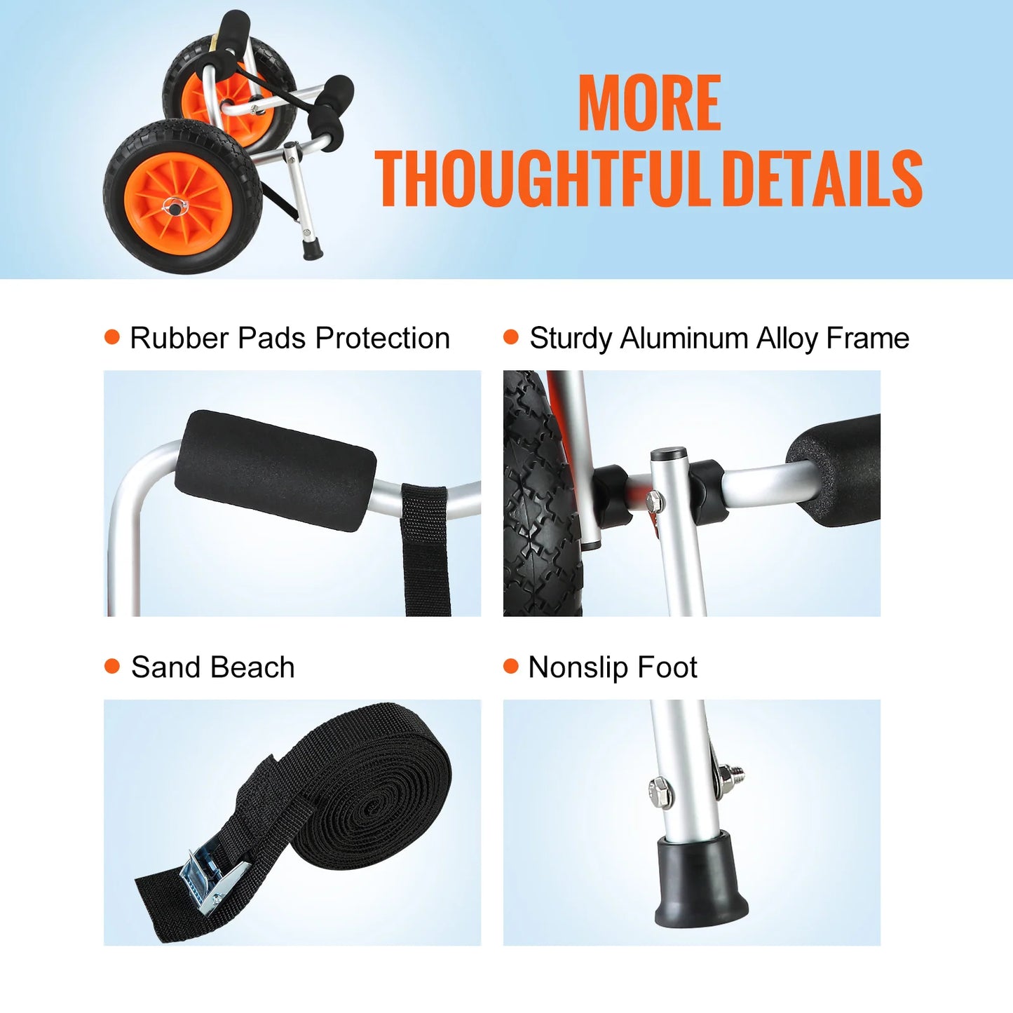 SucceBuy Kayak Cart 250 Lbs Foldable Trolley 10 Inch Tires