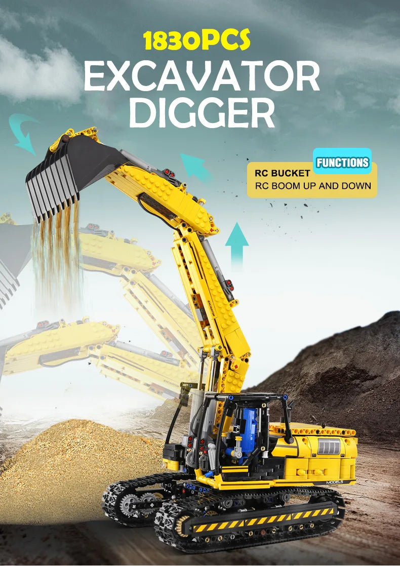 Mould King 13112 Motorized Excavator Building Block With Remote Control