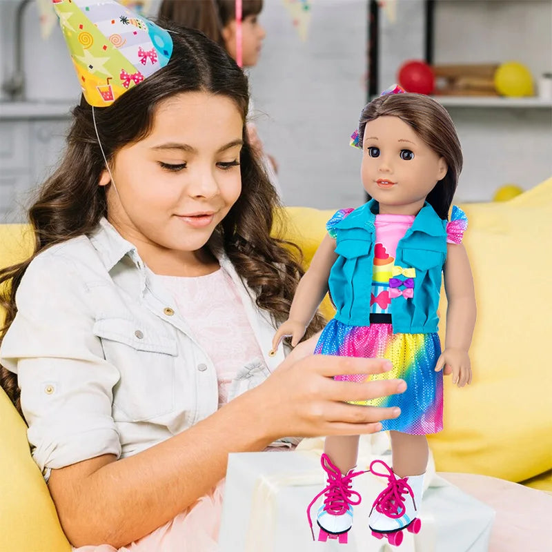 Vest Jacket And Short Skirt Doll Outfit For 18 Inch Dolls