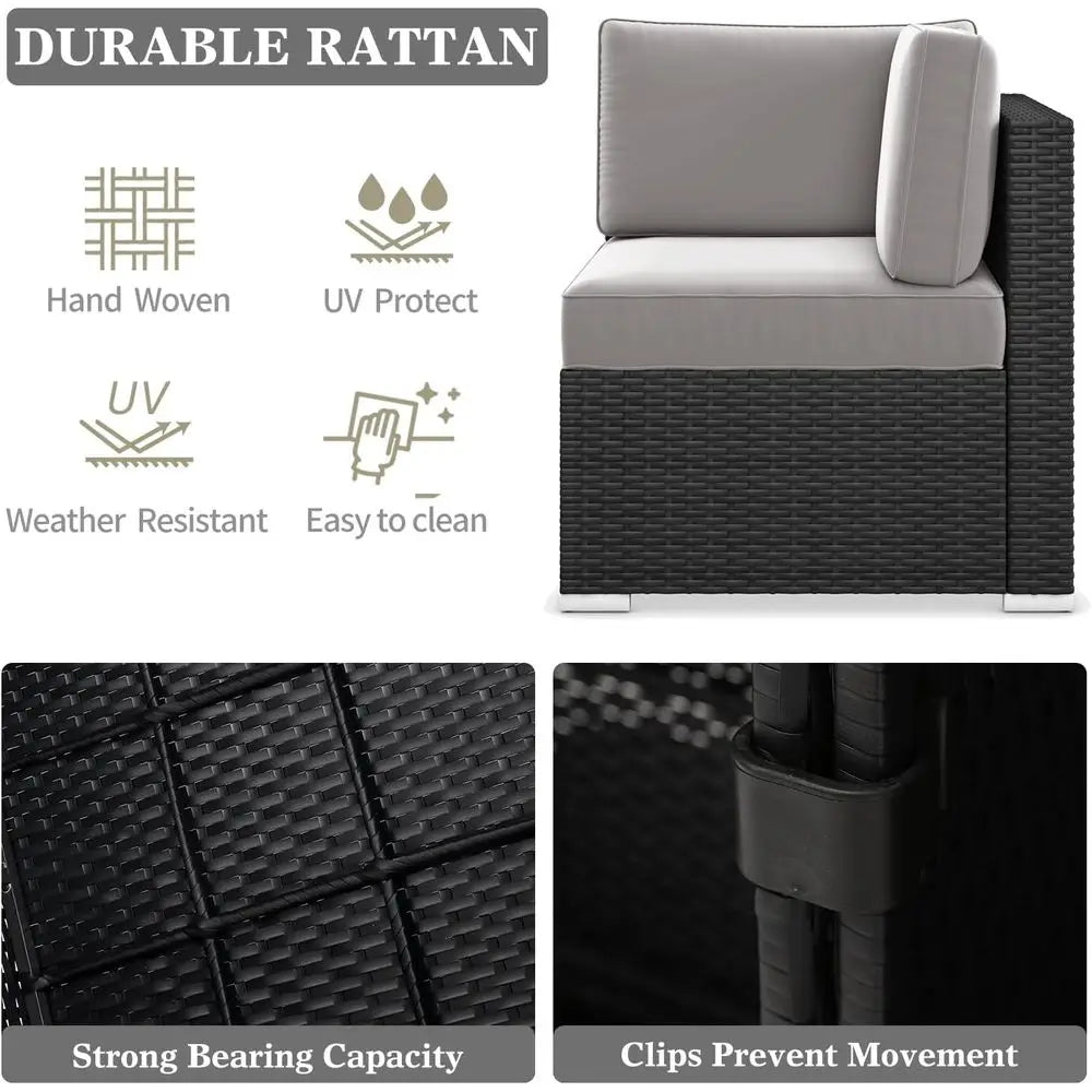 15 Piece Outdoor Patio Set With Fire Pit Table Rattan Wicker Sofa Coffee Table
