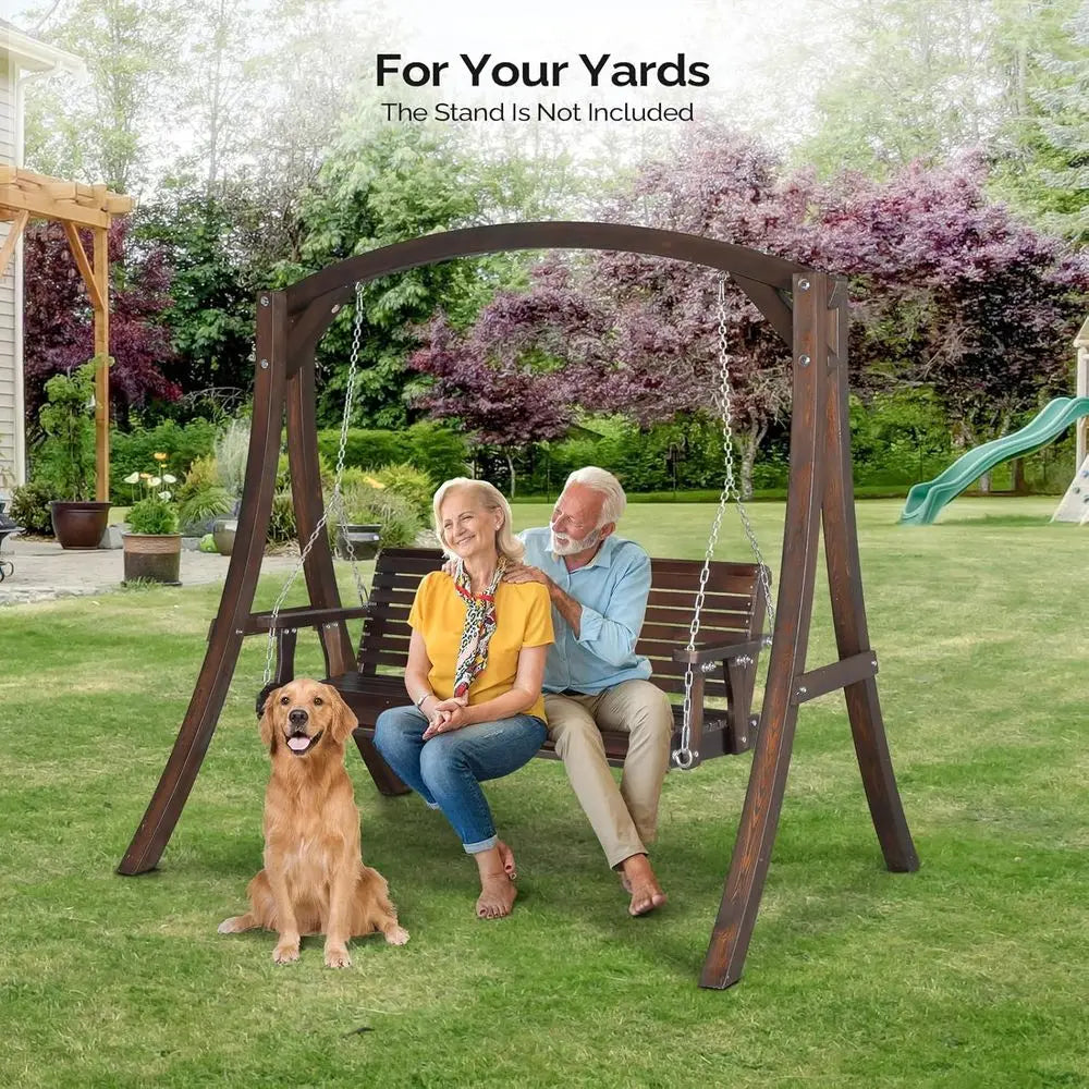 1000 Lb Capacity Wooden Porch Swing Stand With Curved Arc Top For Large Swings