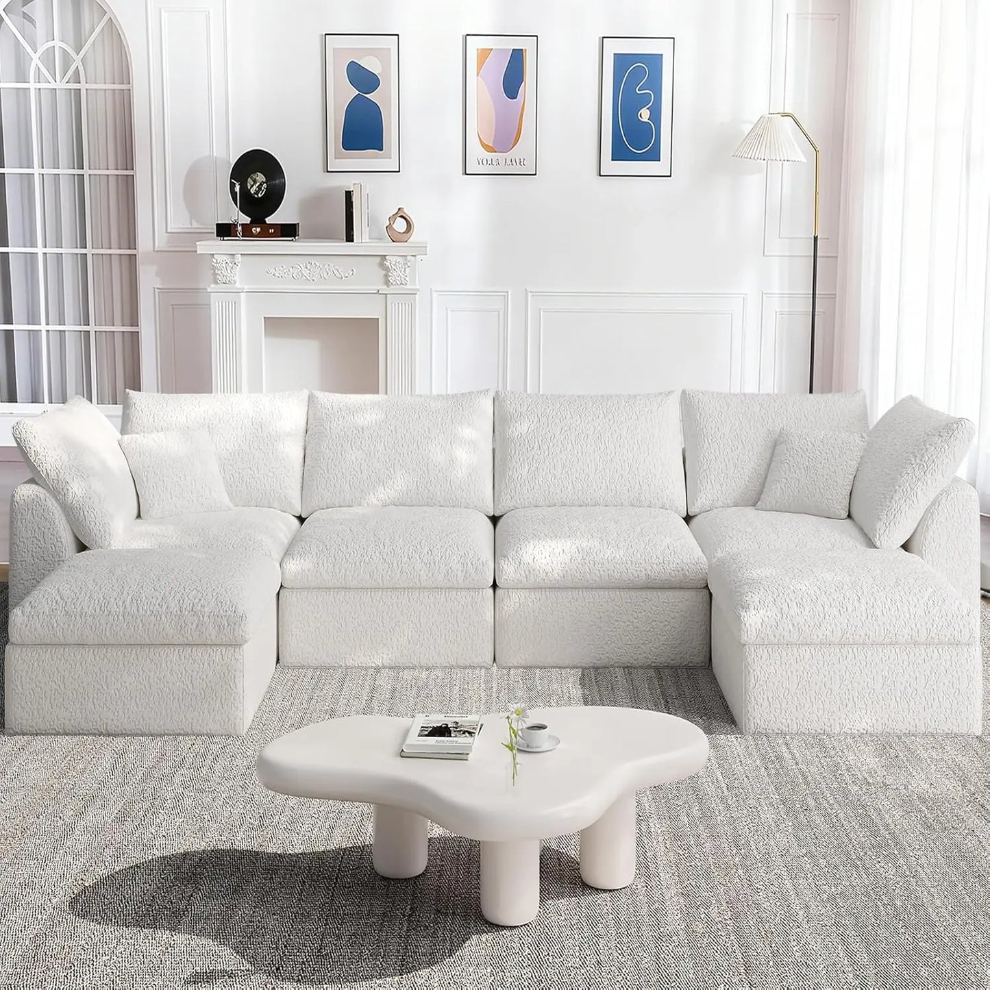Oversized Sectional Modular Sofa With Ottoman U Shape Living Room Six Seater