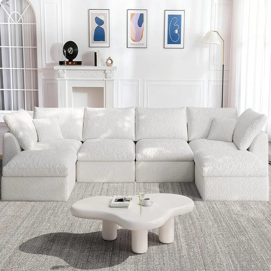Oversized Sectional Modular Sofa With Ottoman U Shape Living Room Six Seater