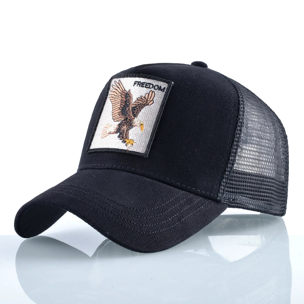 Unisex Embroidered Goat Patch Trucker Cap Four Seasons Snapback Baseball Hat