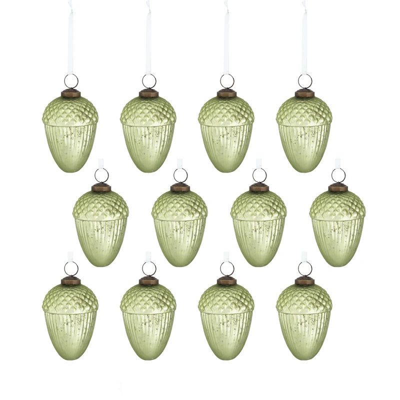 Tear Drop Glass Ornament Set of 12 for Christmas Tree Decor