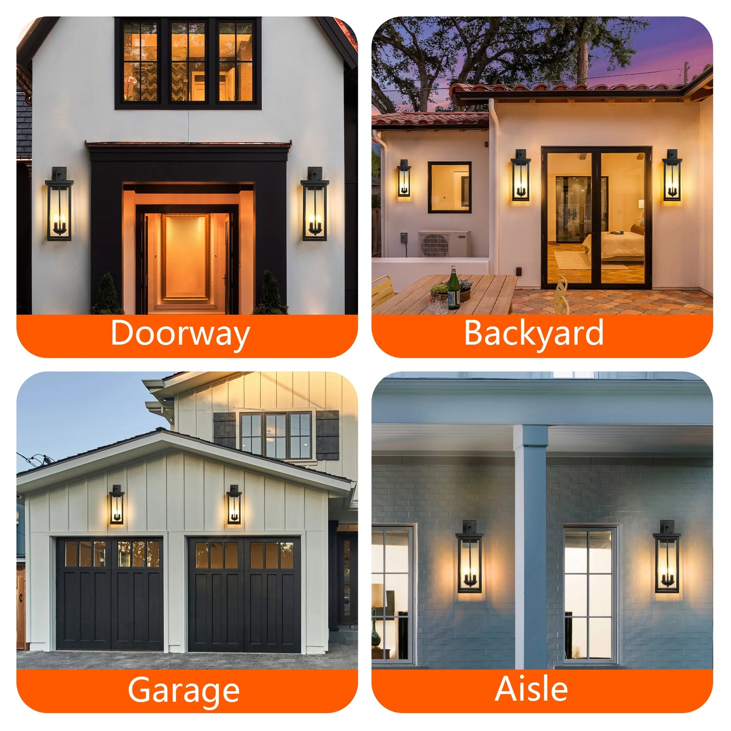 22 Inch Outdoor Wall Lantern Dusk to Dawn Matte Black