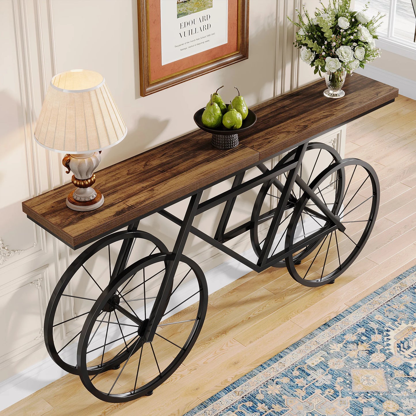 Tribesigns 70.9 Inch Extra Long Console Table Narrow Sofa With Bicycle Base