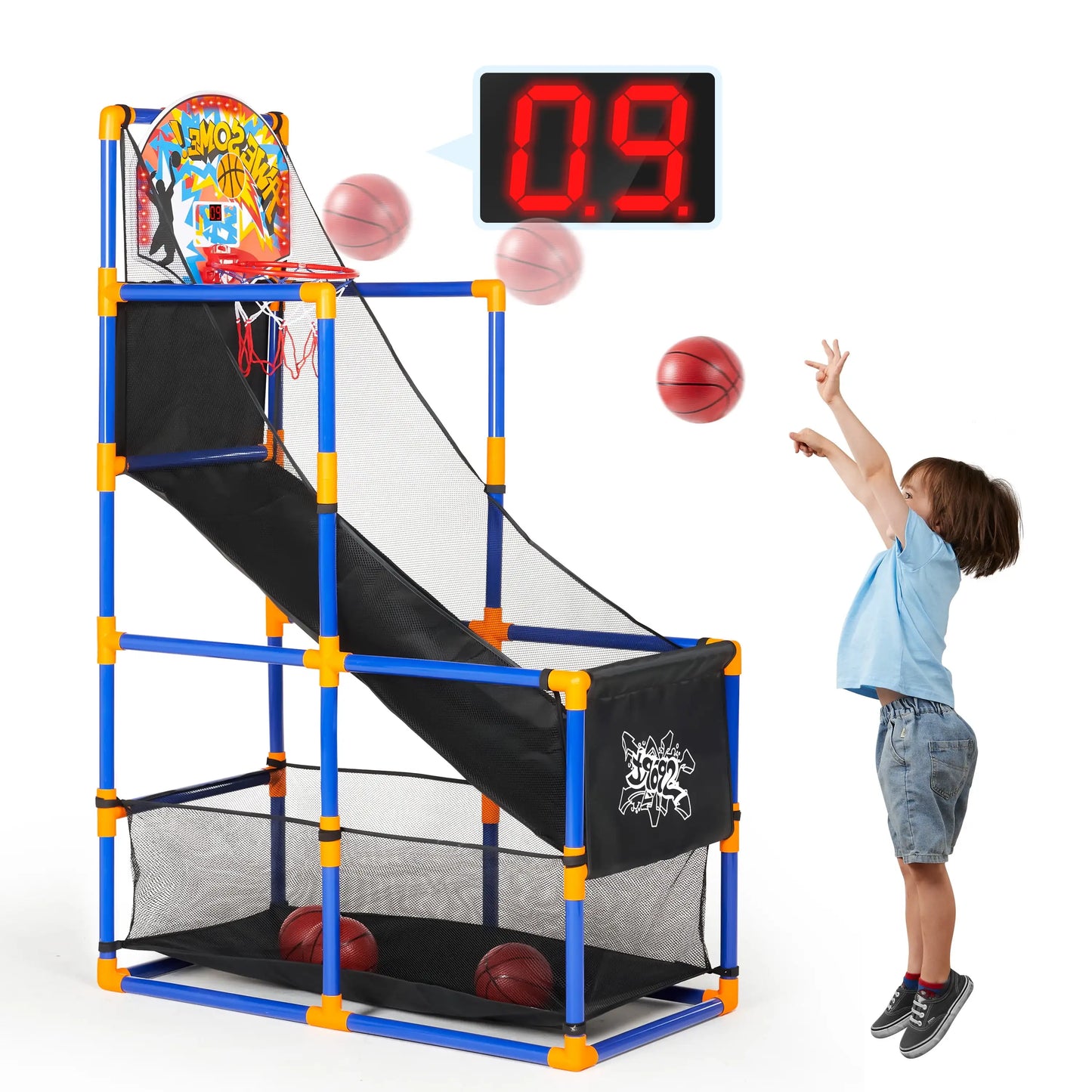 Joyfy LED Basketball Arcade Game With 4 Balls Adjustable Height 44 To 55 Inches