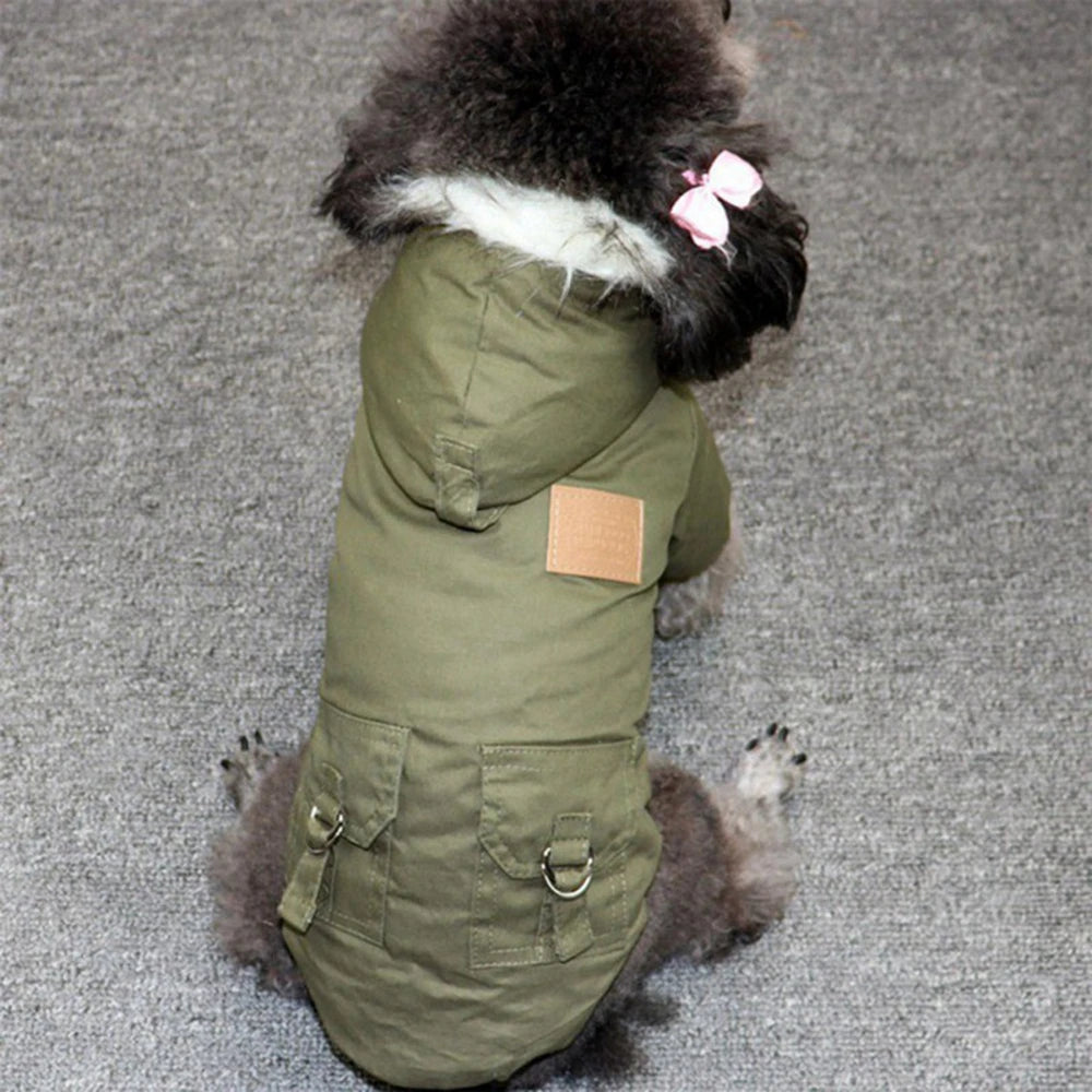 Dog Jacket With Harness Winter Coat Heavy Warm Hoodie Vest Windproof Outdoor
