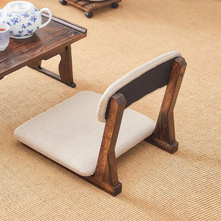 Japanese Floor Chair With Back Support For Tatami Floor Seating