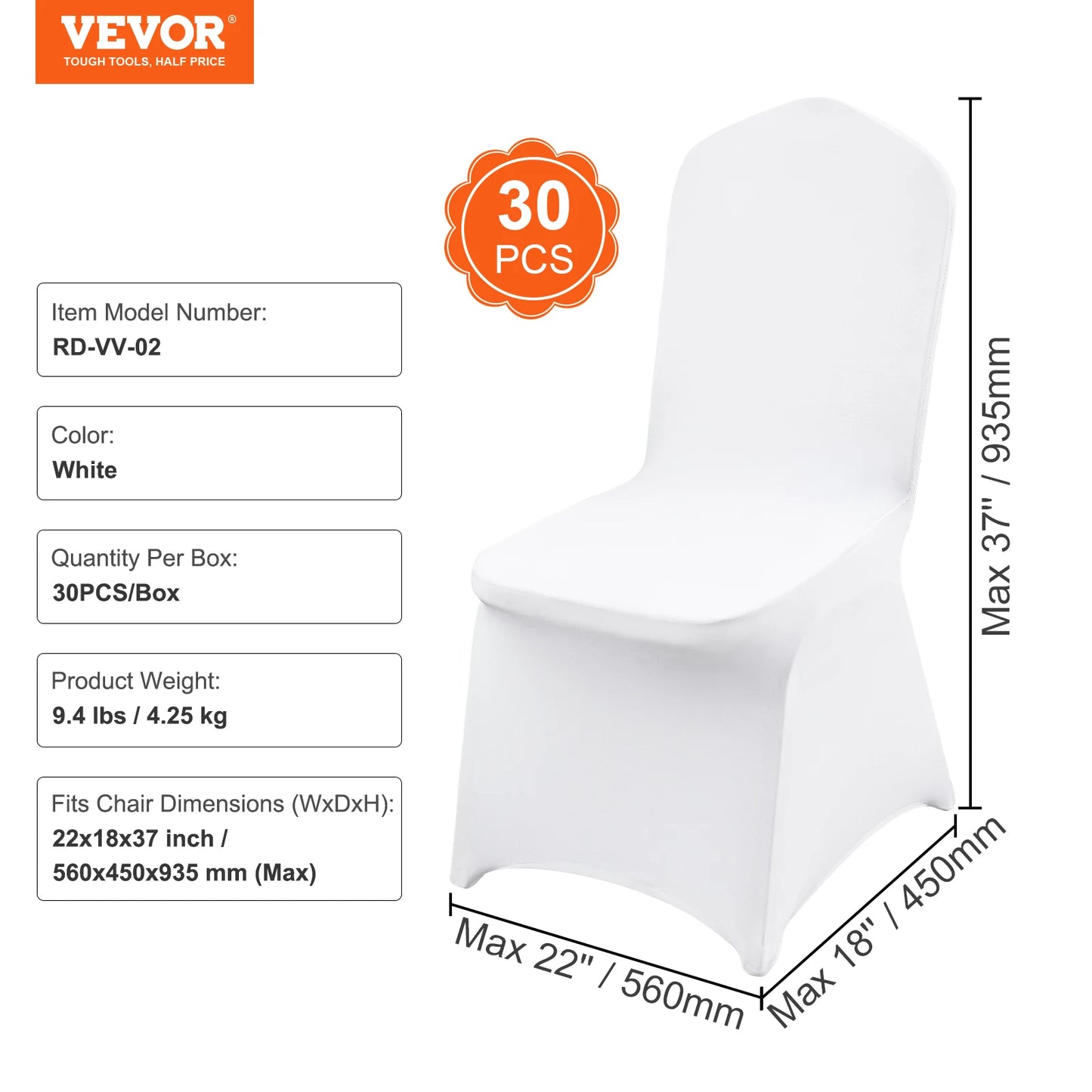 White Spandex Wedding Chair Covers for Banquet Party