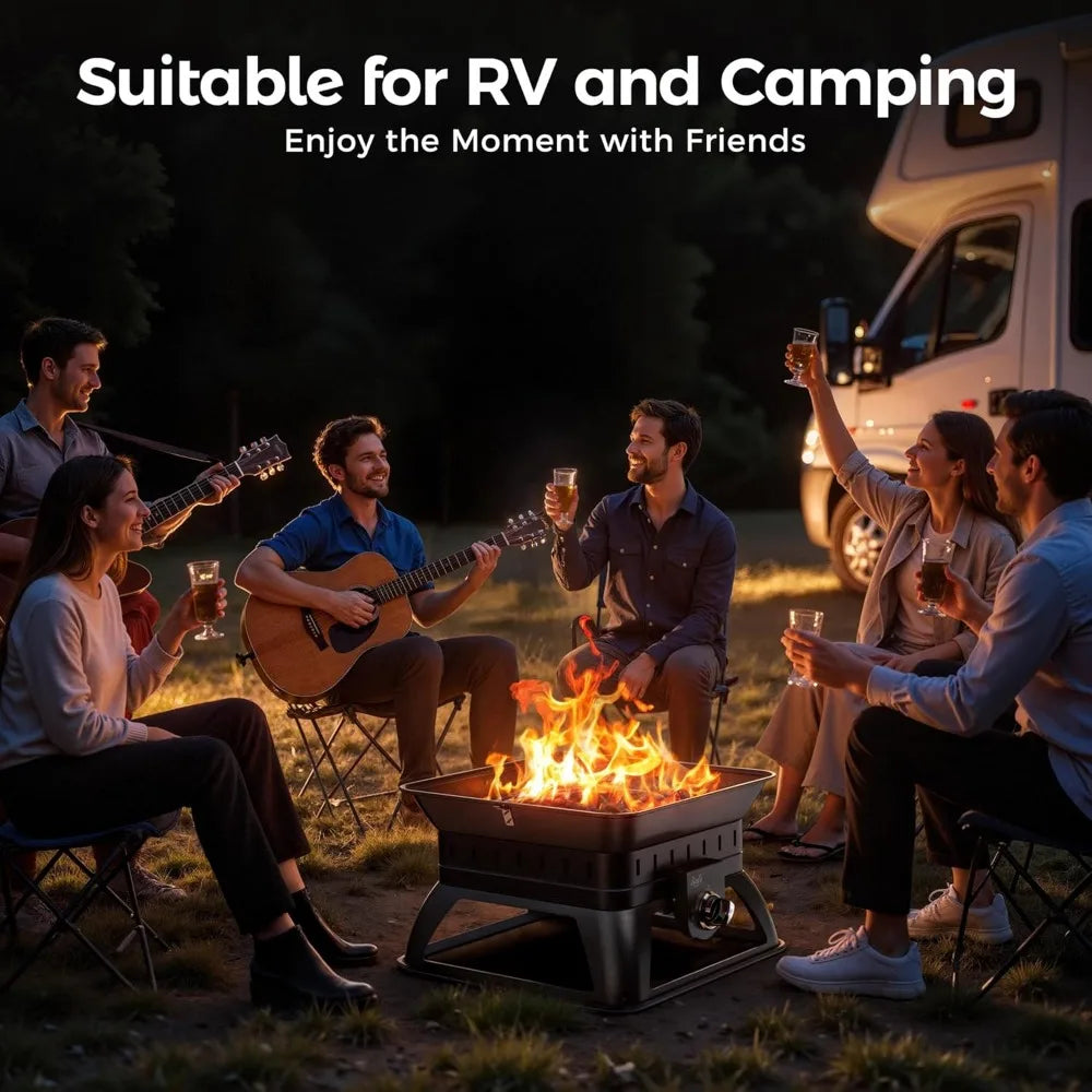 50000 BTU Propane Fire Pit Square Smokeless Patio RV
