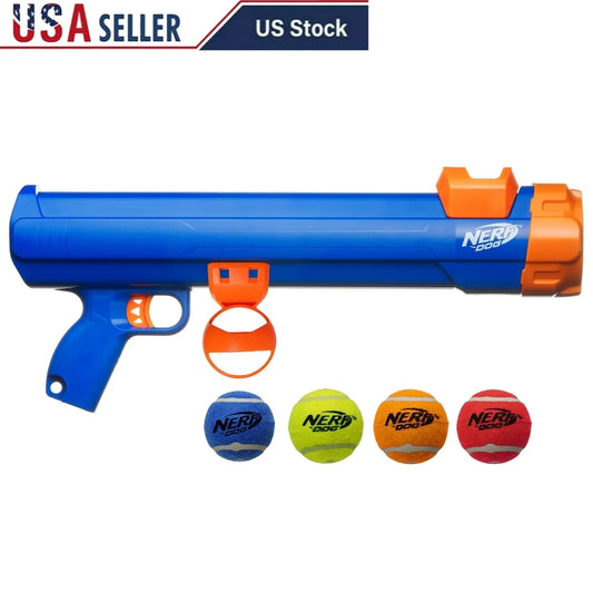 Tennis Ball Blaster Dog Toy With 4 Balls Hands Free Pickup