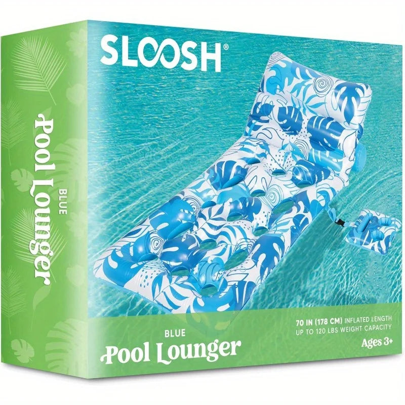 Joyfy Adjustable Backrest Pool Floats Tropical Leaves Lounger Adults Cup Holders