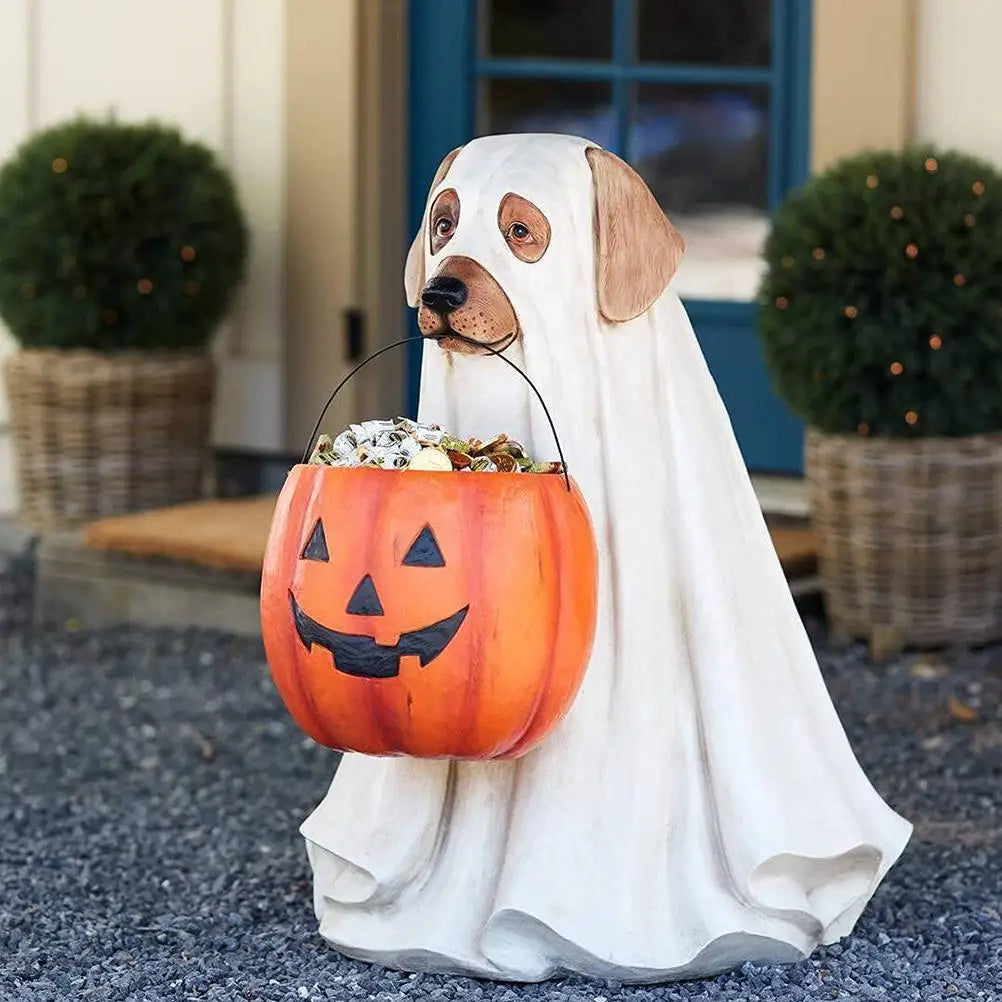 Halloween Dog Cat Ornaments Candy Bowl Pumpkin Snack Bowl Stand Trick Or Treat Indoor Outdoor Decorations