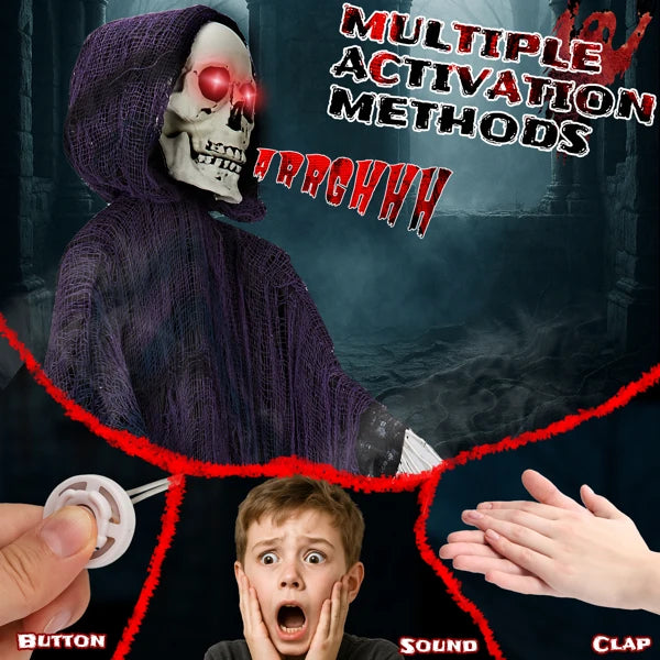 Life Size Grim Reaper Animatronic 6ft Decoration With Sound