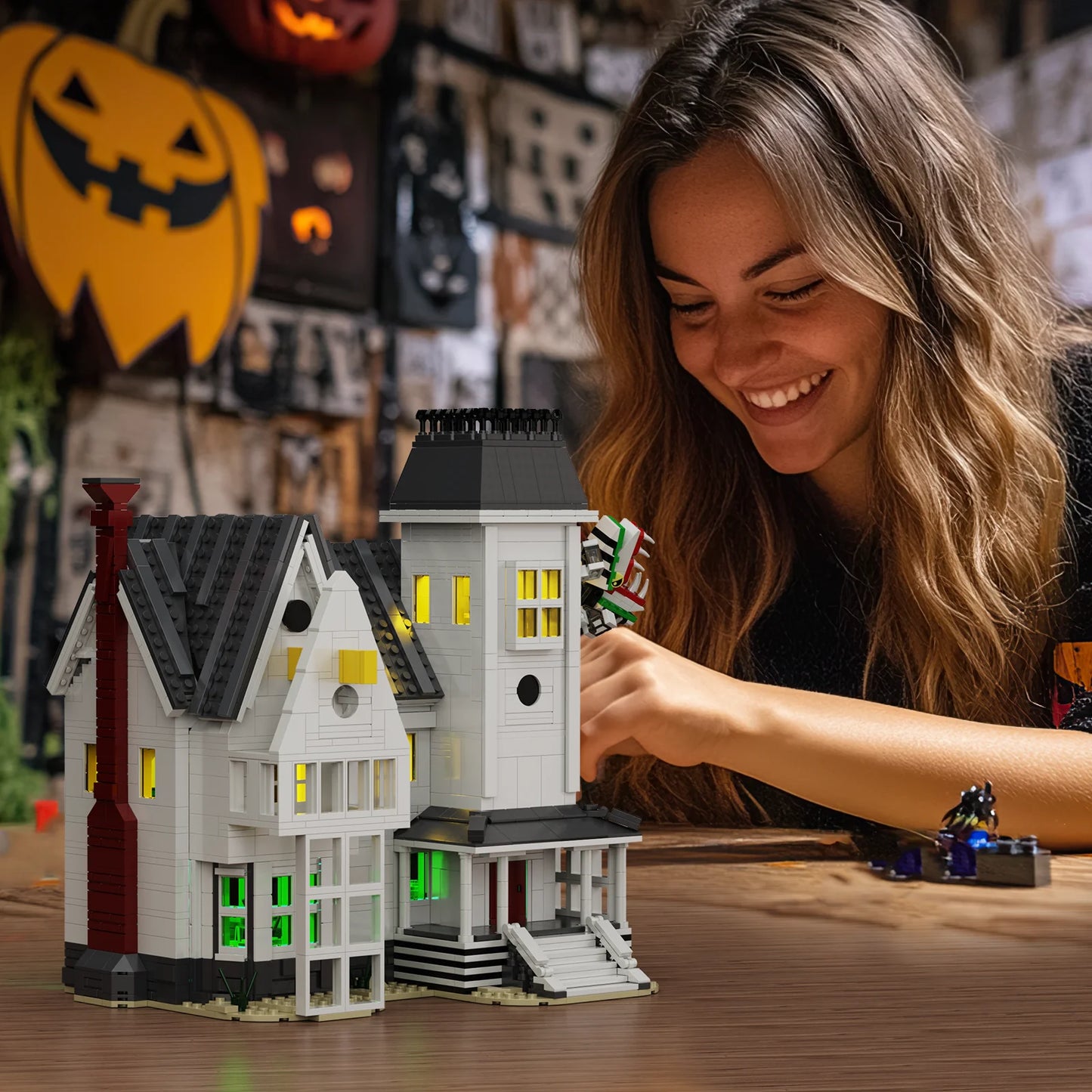 Spooky Beetle Mansion Building Blocks Set Lego Compatible For Halloween Decor