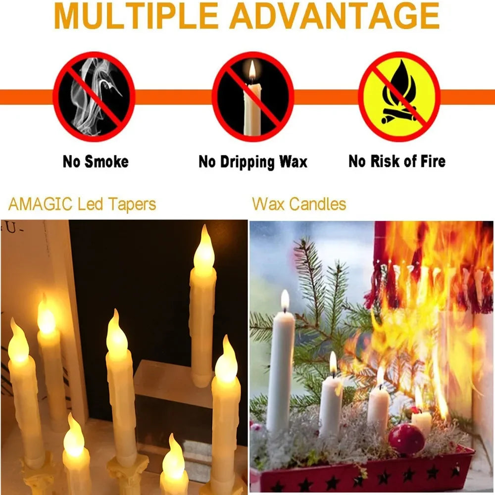 Floating LED Candles With Wand Remote Flameless Decor