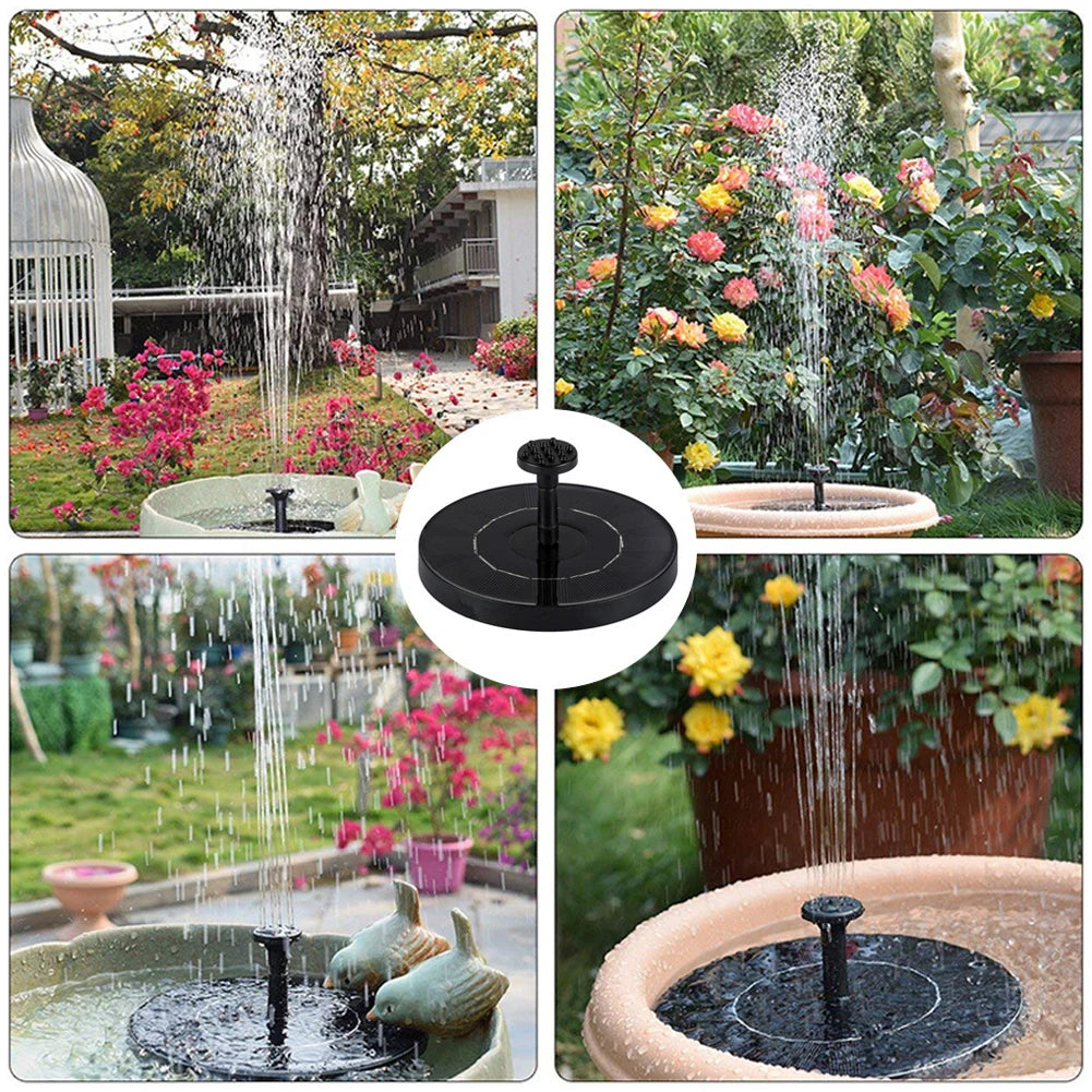 Solar Powered Floating Fountain Pump For Garden Pond Bird Bath Outdoor With 8 Nozzles Free Standing