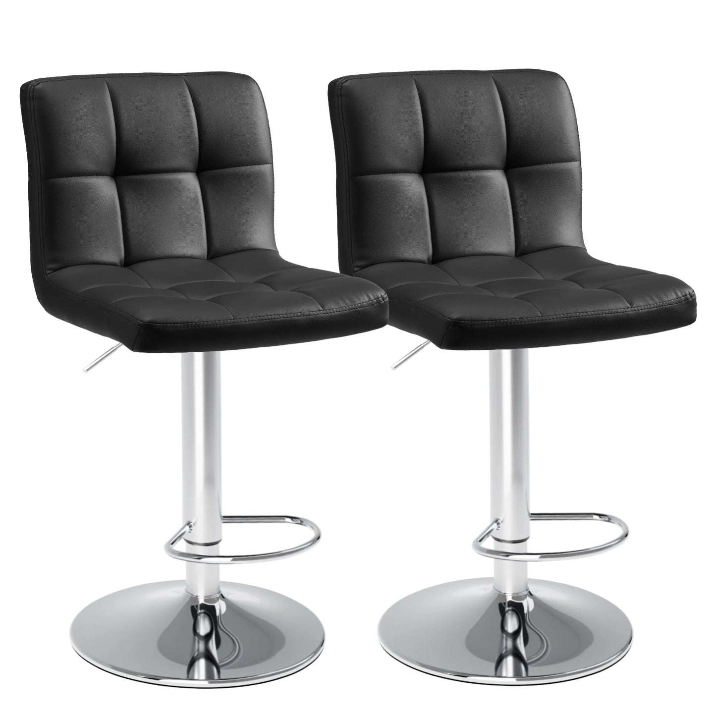 JHK PU Leather Bar Stools Set Of 2 Counter Height With SGS Gas Cylinder
