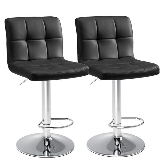 JHK PU Leather Bar Stools Set Of 2 Counter Height With SGS Gas Cylinder