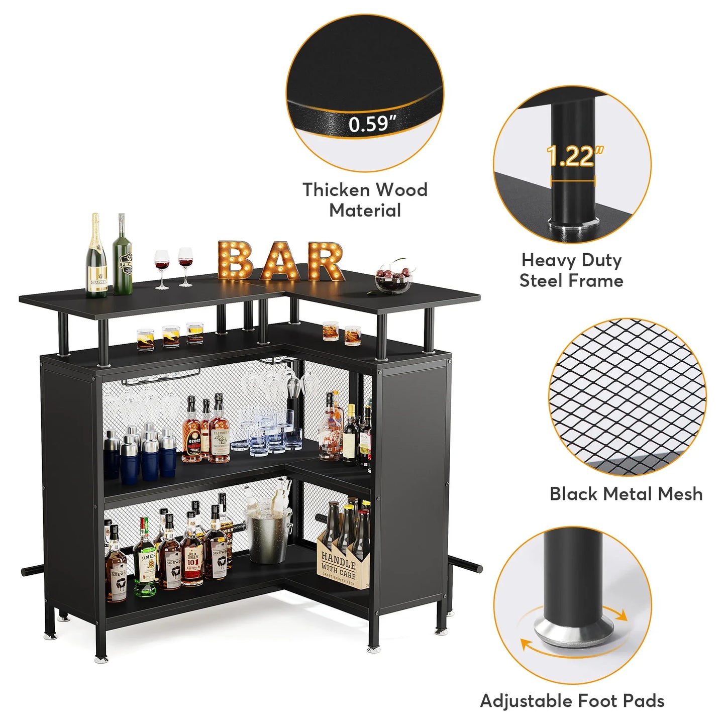 Tribesigns Modern Home Bar Unit Mini Liquor Table Cabinet