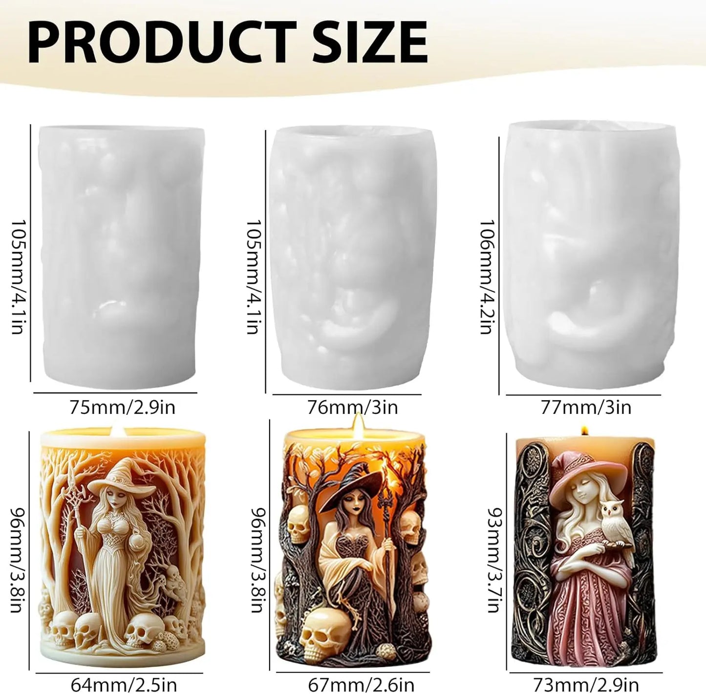 Witch Pillar Candle Molds Silicone For Candle Making