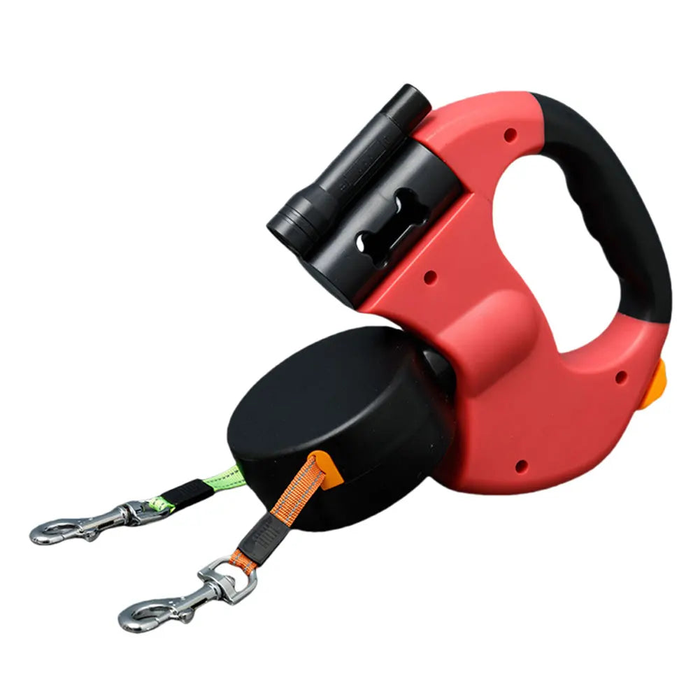 Double Headed Dog Leash With 360 Degree Swivel And LED