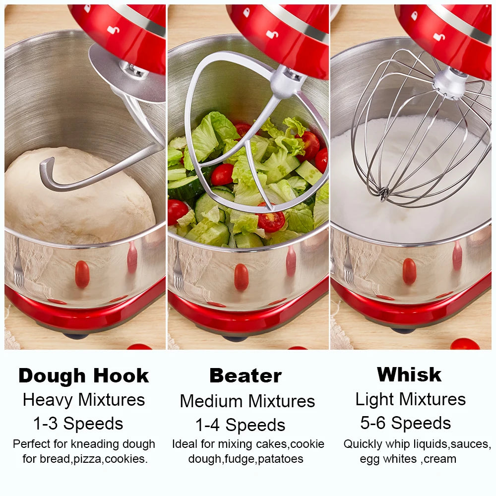 BioloMix Kitchen Food Stand Mixer Blender Quiet Motor 6 Speed 1200 Watt 6 Liter DC Mixing Bowl