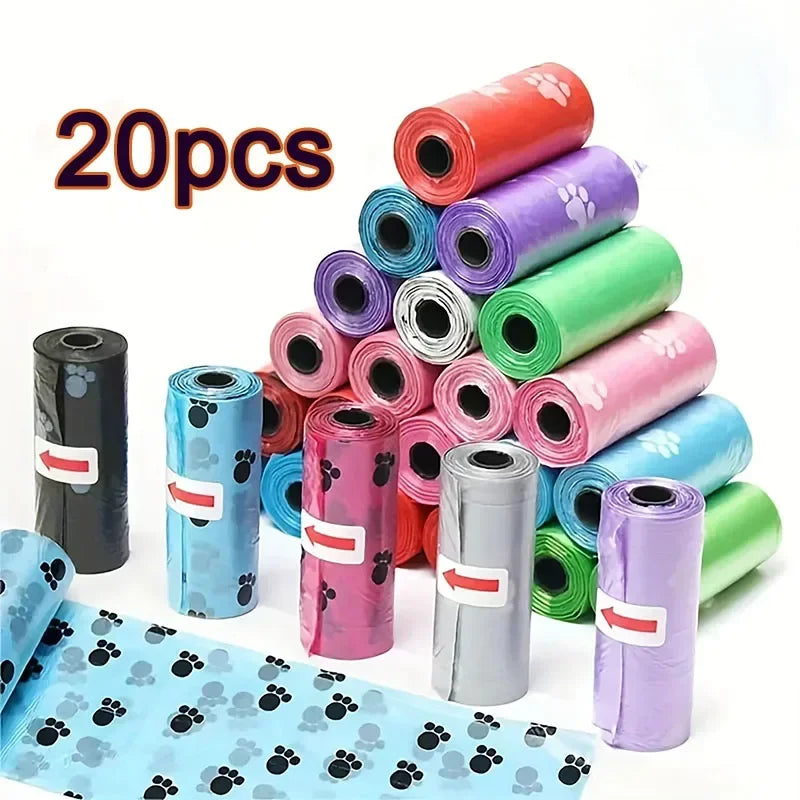20 Rolls Dog Poop Bags Refill Pack 15 Bags Per Roll Outdoor Pet Supplies