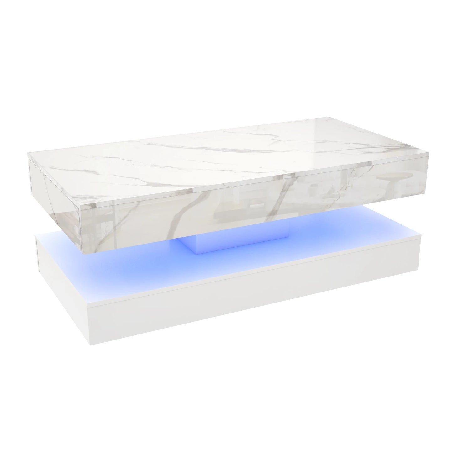 Modern Coffee Table With LED Lights And Storage Drawers