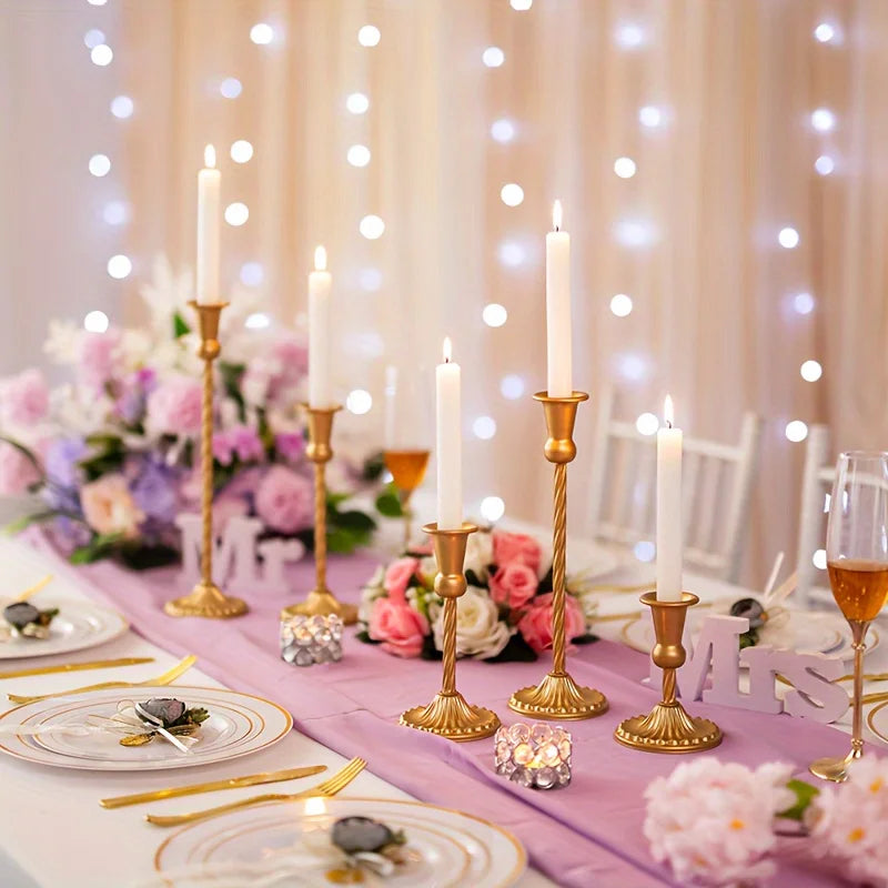 Gold Candlestick Holders Set of 5 for Wedding Centerpieces