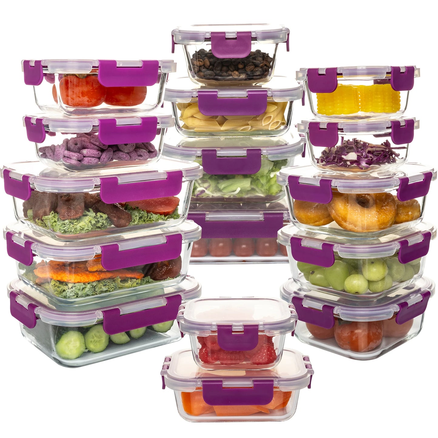 16 Piece Glass Food Storage Set Leakproof Airtight BPA Free Microwave Safe Oven