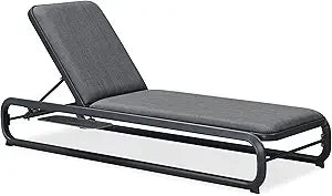 Outdoor Adjustable Chaise Lounge Chair With Cushion Aluminum Poolside Teak