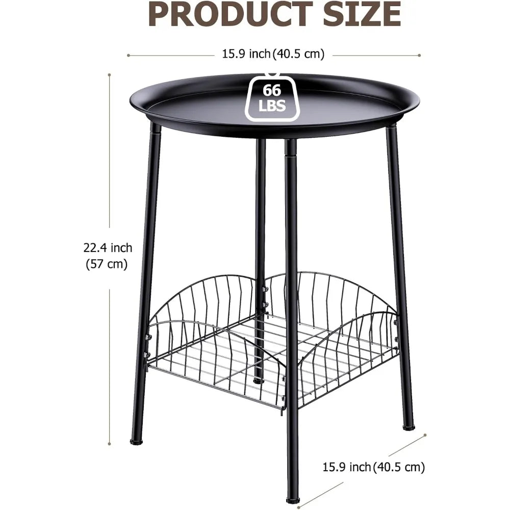 Outdoor Bamboo 2 Tier Side Table Weather Resistant Patio End Table