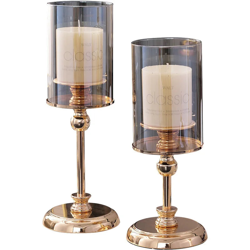 1PC Luxury Table Soft Decoration European Style Candlelight Dinner Crystal Metal Candle Holder