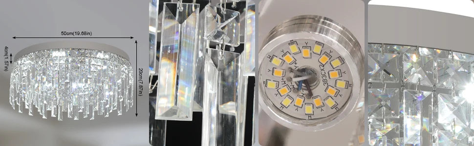 Modern Crystal Luxury Ceiling Lamp LED Chandelier Nordic Home Decor Flush Mount Light Fixture for Dining Living Room Bedroom Hotel