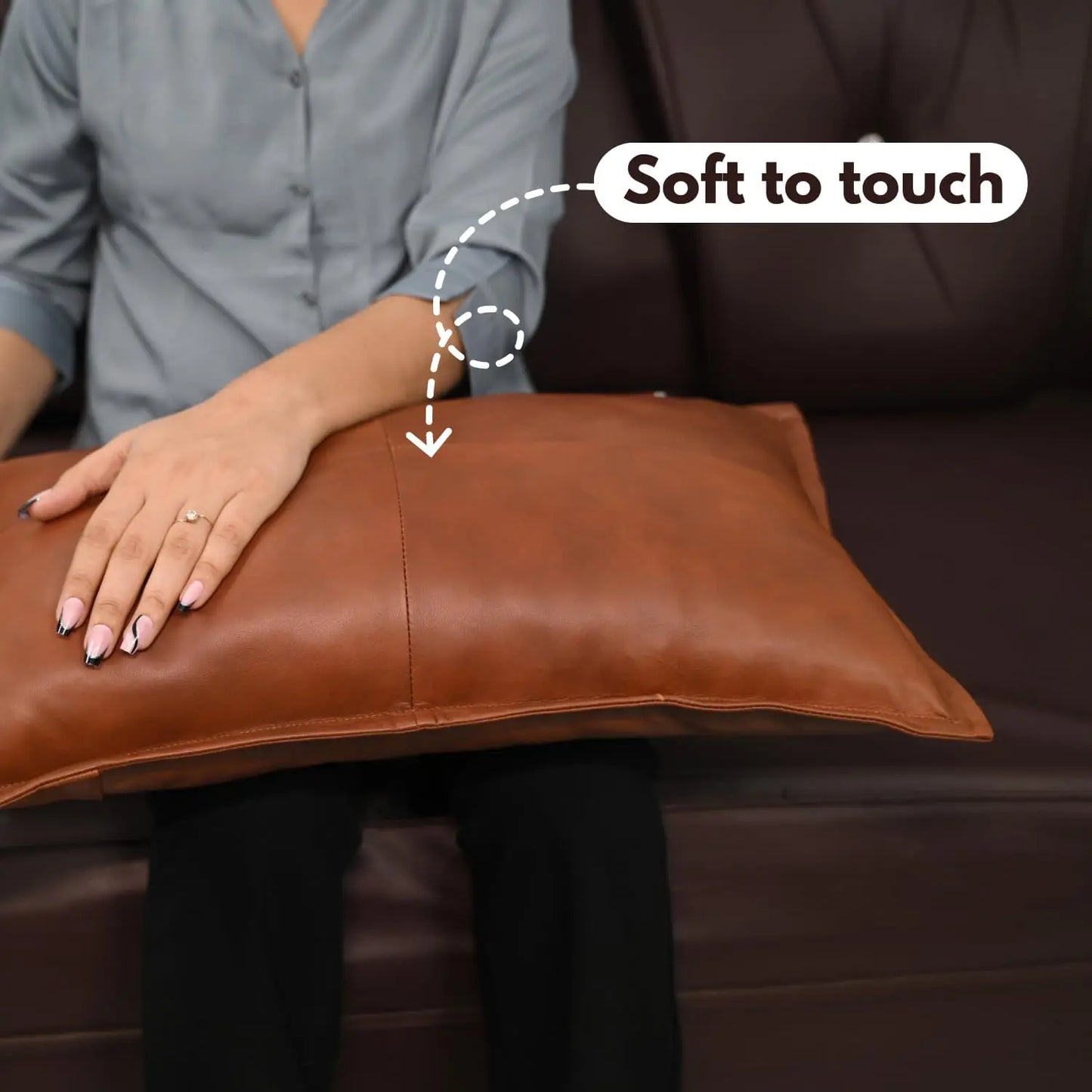 Lambskin Leather Pillow Cover Dolly Lamb Sofa Cushion Case 12x20 Living Room