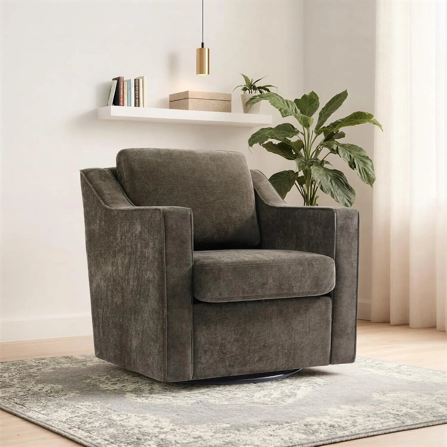Two Seat Round Barrel Arm Chair Textile With Metal Frame And Adjustable Height