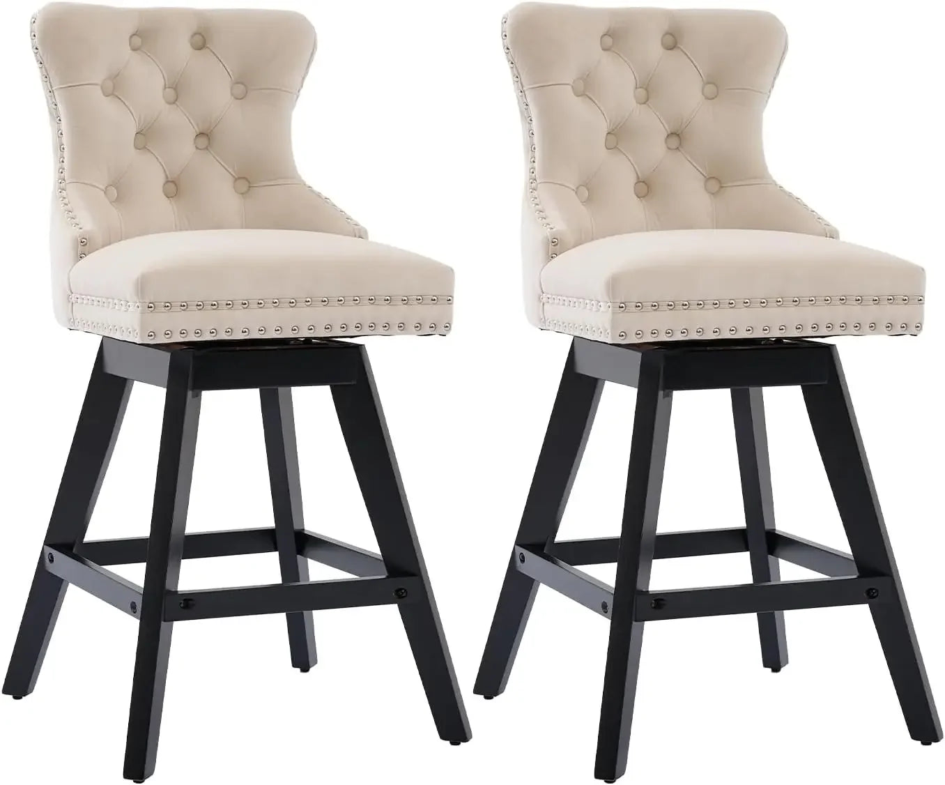 Modern Velvet Counter Height Bar Stools Set Of 2 With Back