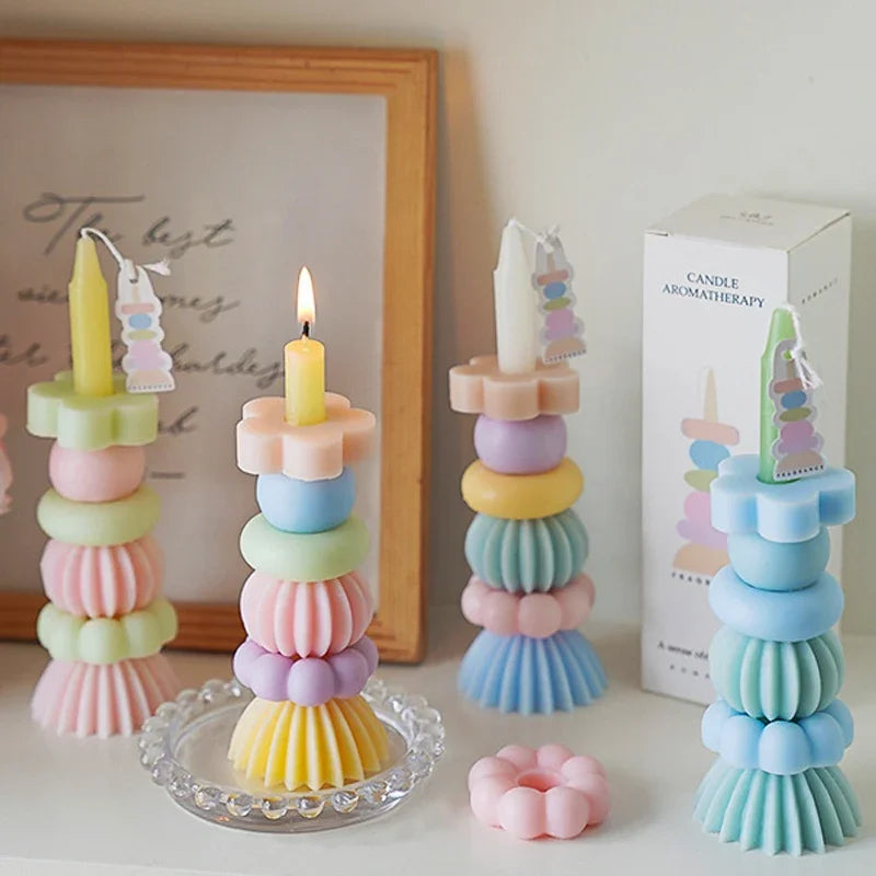 Stackable Geometry Scented Soy Wax Candles For Weddings Parties Home Decor Gifts