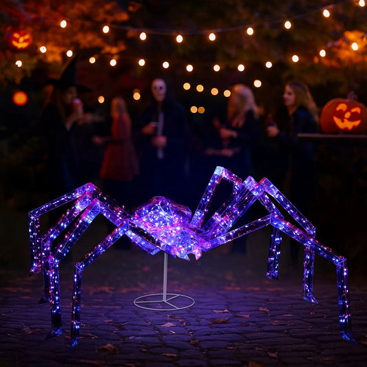 3 Foot Halloween Light Up Iridescent Spider Outdoor Decor