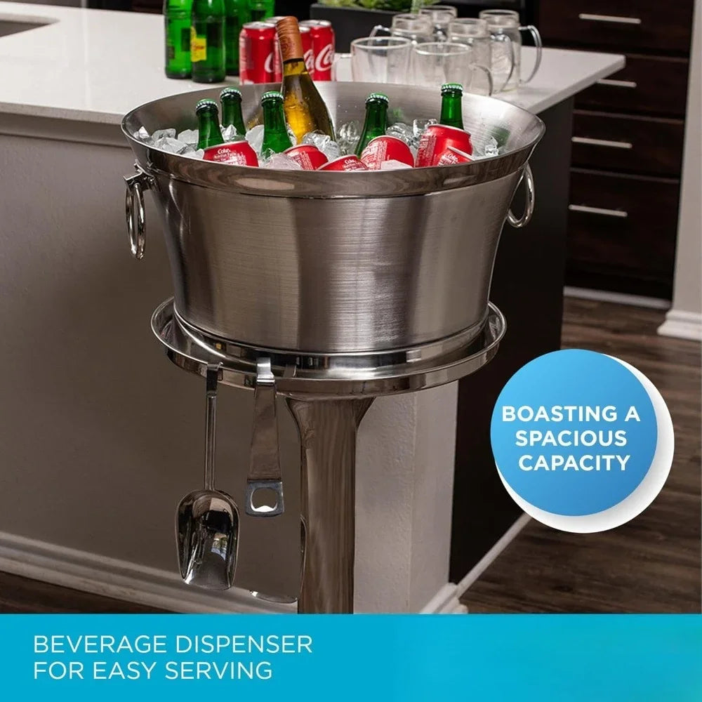 Stainless Steel Beverage Tub With Stand And Bottle Opener
