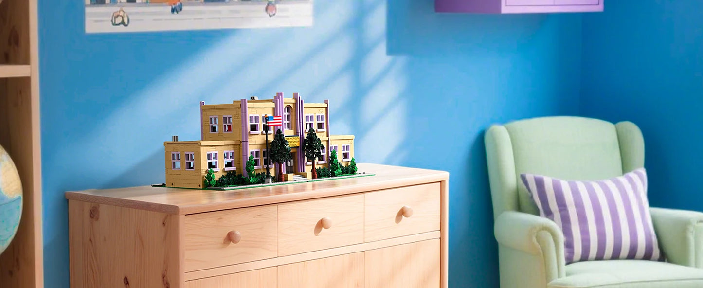 3500 Pieces Springfield Elementary School Building Blocks Set Street View Toy