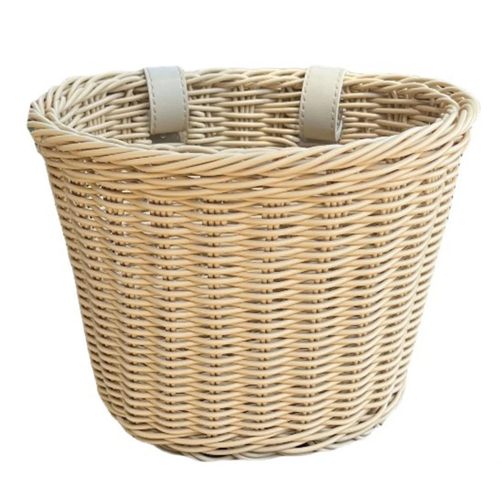 Rattan Bike Basket Front Handlebar Waterproof Handwoven
