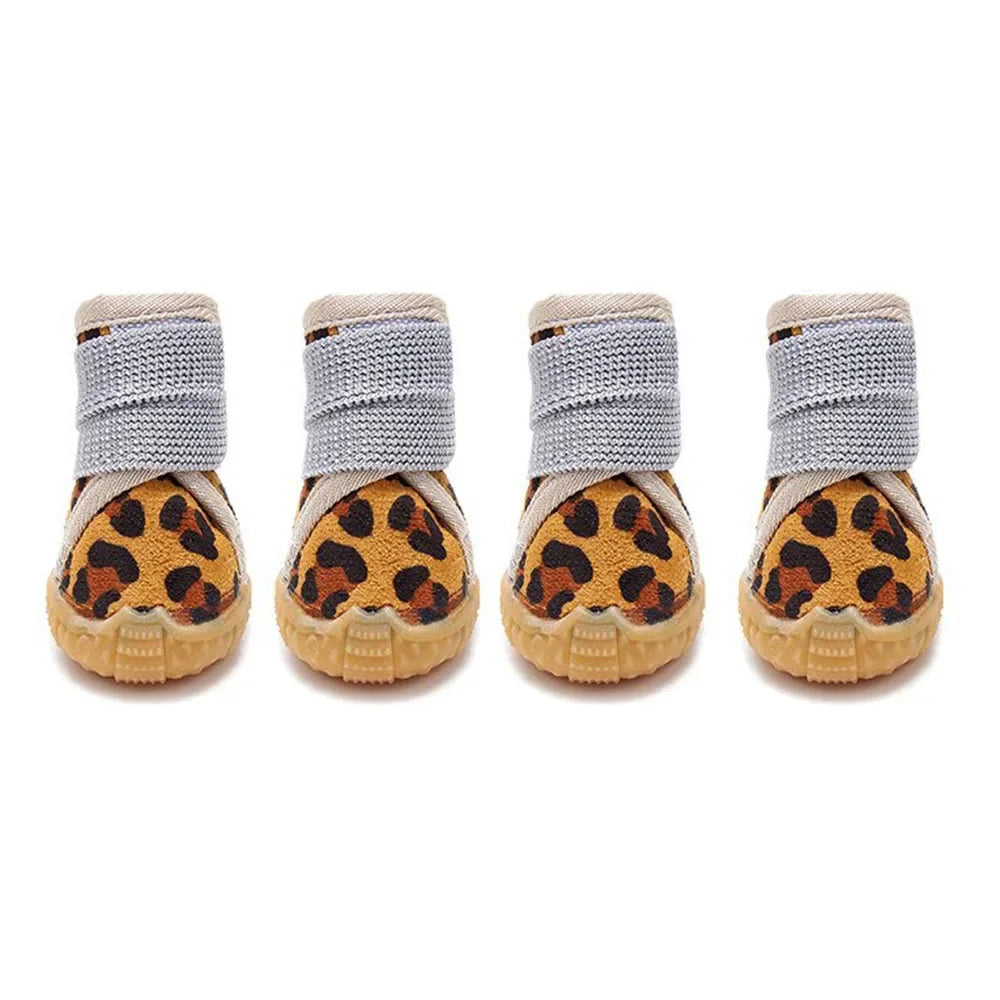 4 Pack Dog Winter Boots For Small Dogs Velvet Anti Slip Waterproof Shoes