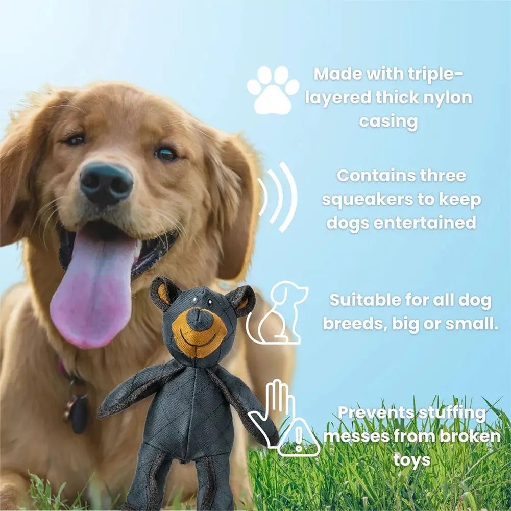 Mighty Bear Plush Interactive Dog Toy for Teeth Grinding Cleaning and Anti Bite Play
