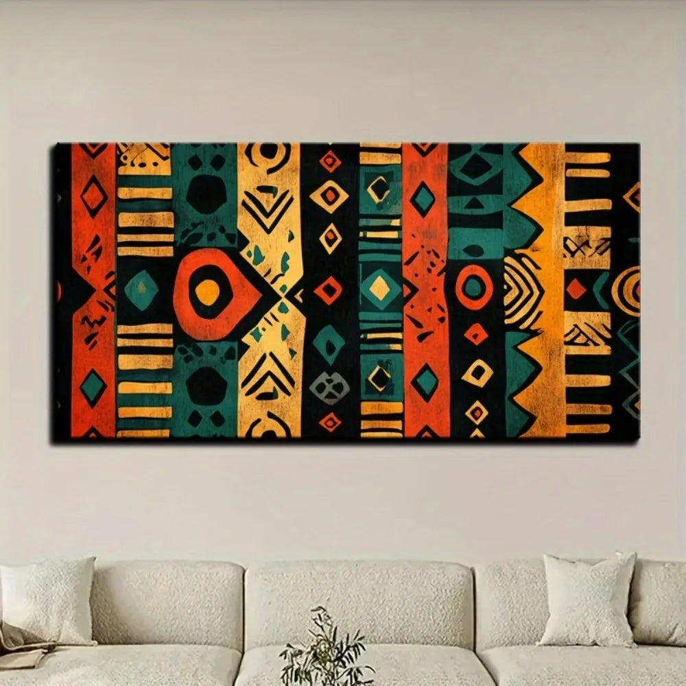 Modern Abstract African Art Canvas Painting Interior Wall Decor Pine Frame 1.5In
